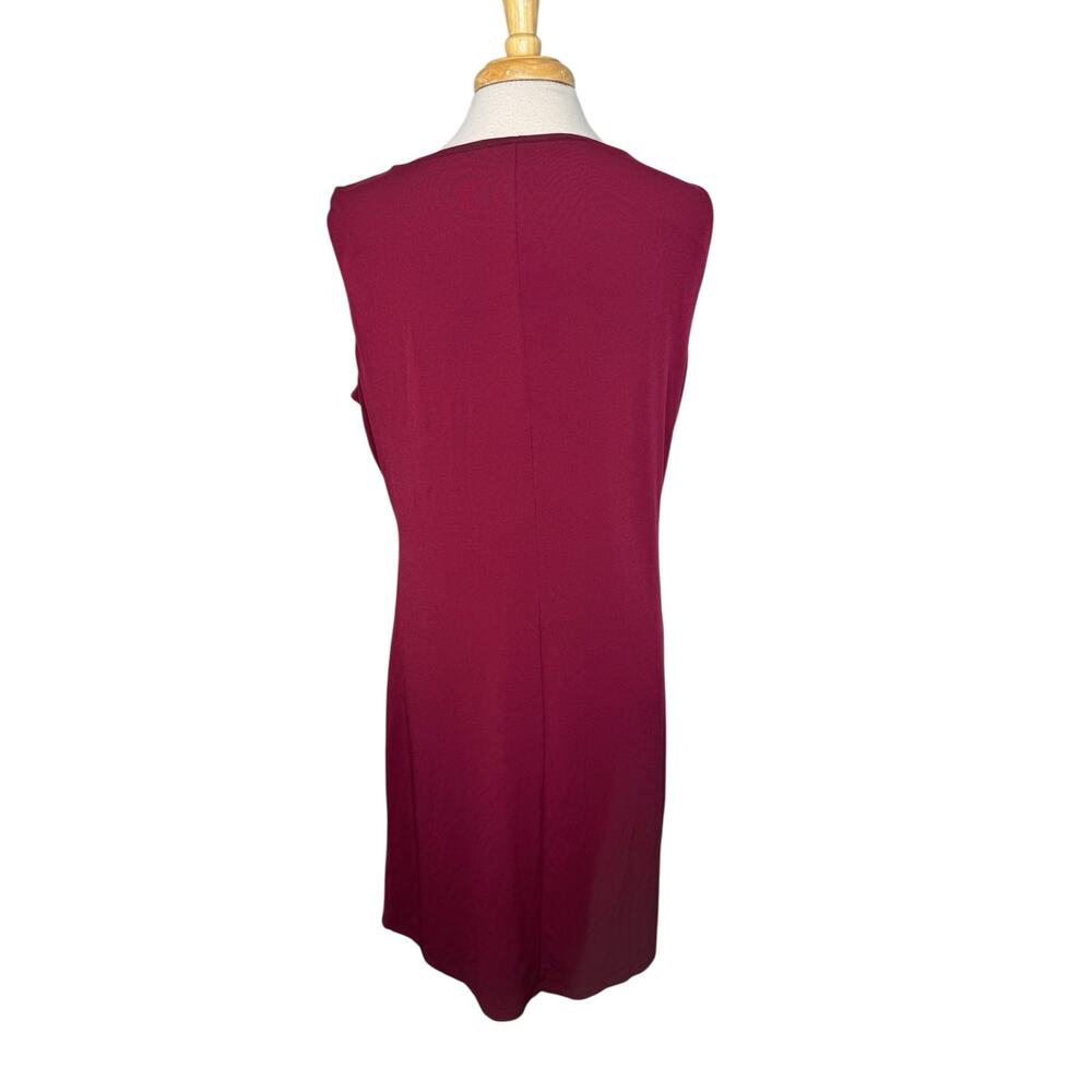 ANN TAYLOR Jersey Draped Sleeveless Dress in Garnet Red Size 16 Womens Career - Picture 3 of 10